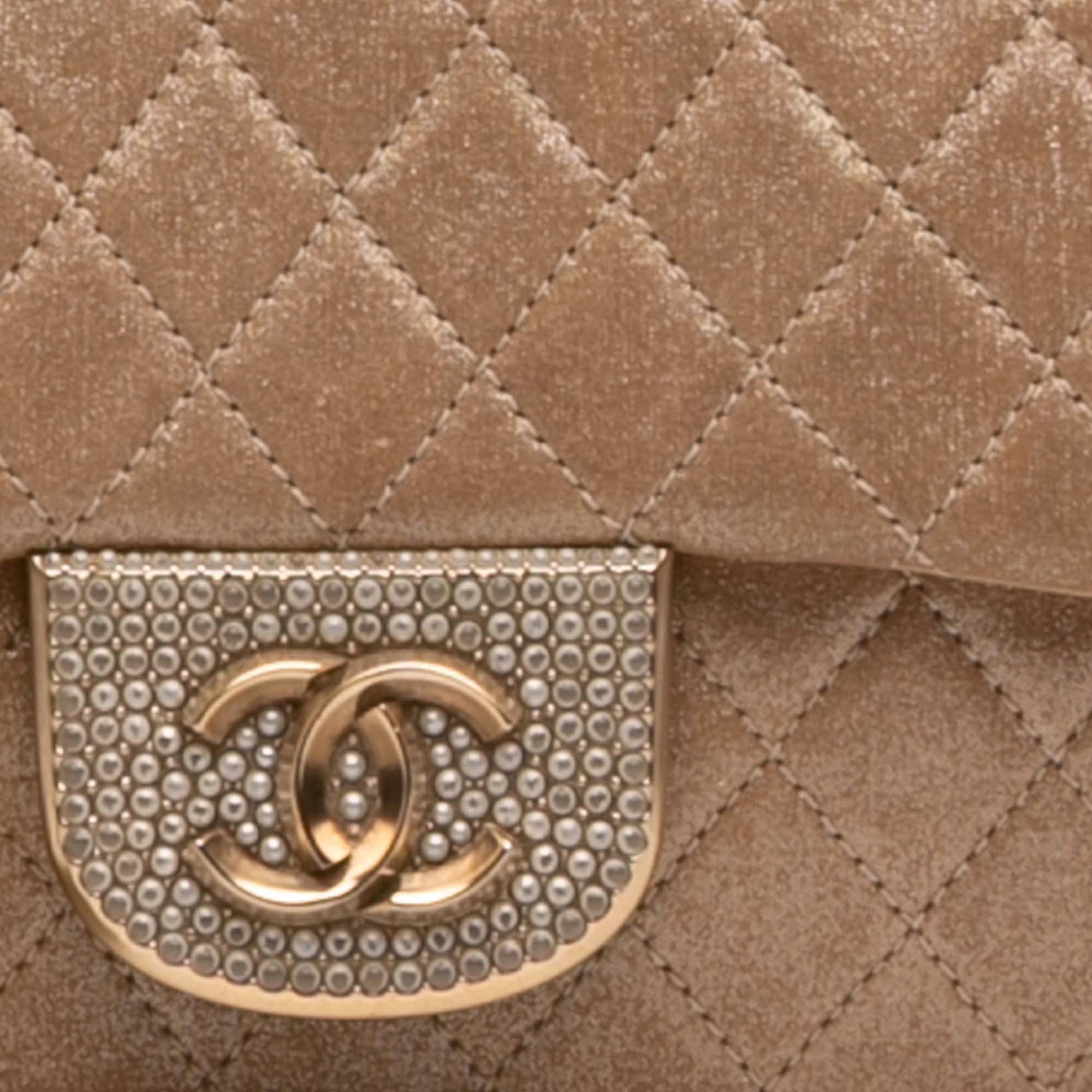 Chanel Small Quilted Iridescent Lambskin Pearl CC Crystal Flap