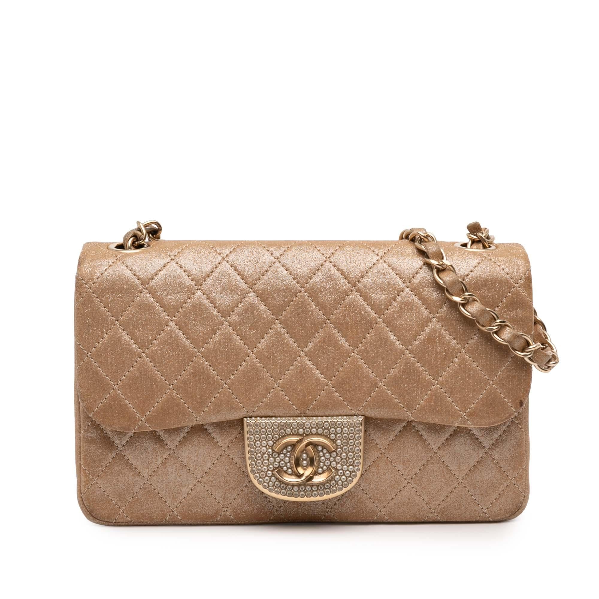 Chanel Small Quilted Iridescent Lambskin Pearl CC Crystal Flap
