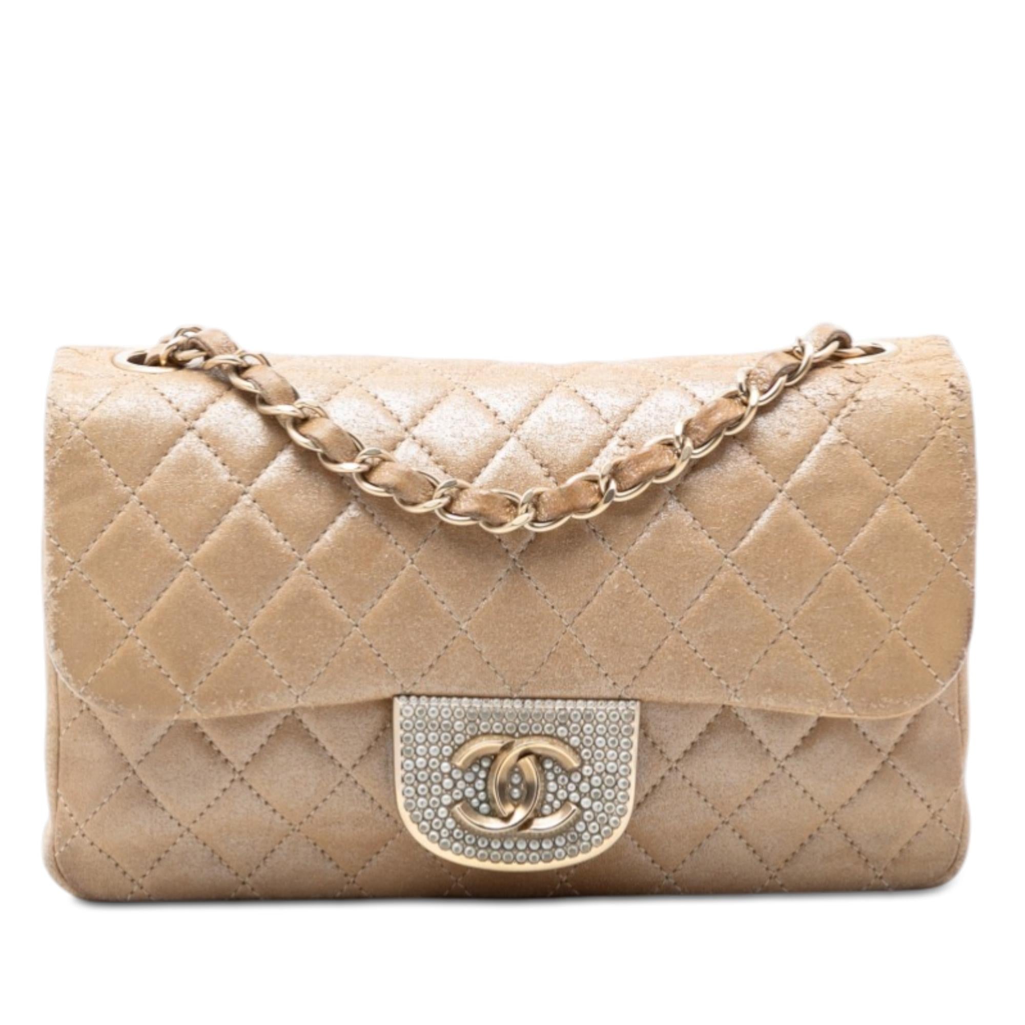 Chanel Small Quilted Iridescent Lambskin Pearl CC Crystal Flap