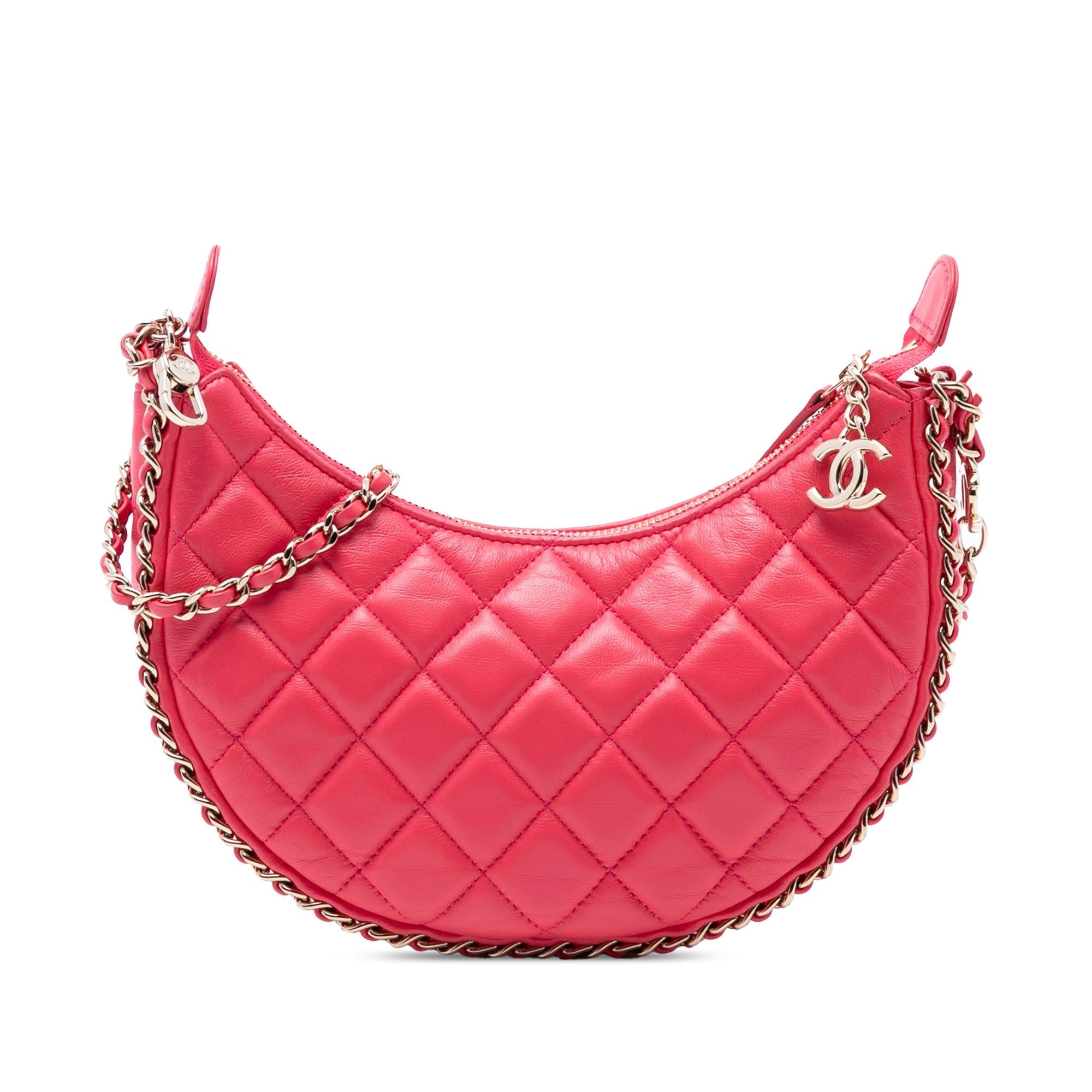 Chanel Small Quilted Lambskin Chain Around Hook Hobo Bag