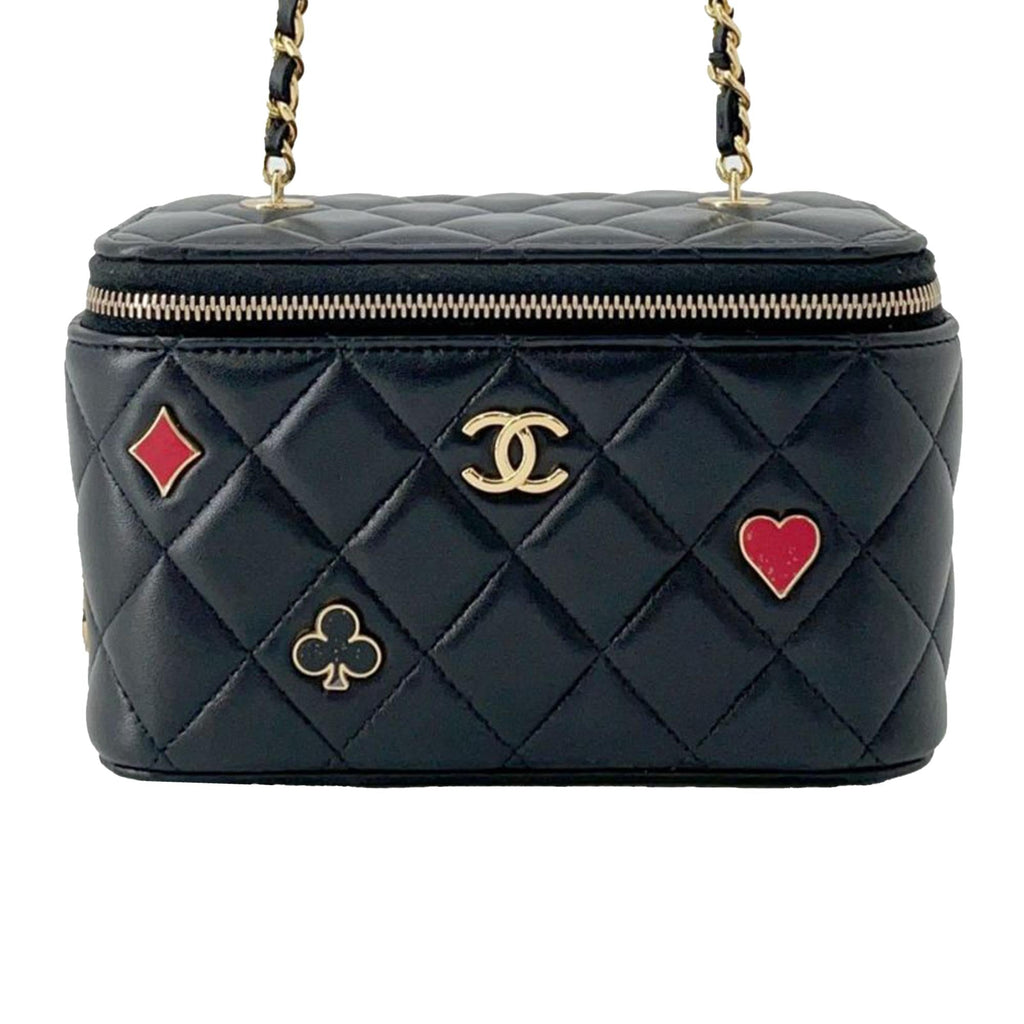 Chanel Small Quilted Lambskin Coco Casino Vanity Case With Chain