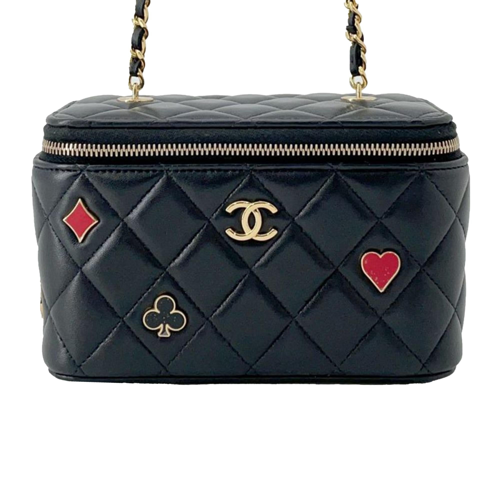 Chanel Small Quilted Lambskin Coco Casino Vanity Case With Chain