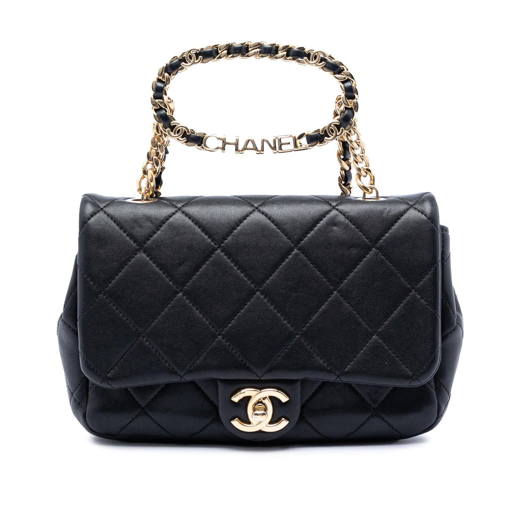 Chanel Small Quilted Lambskin Round Top Handle Flap