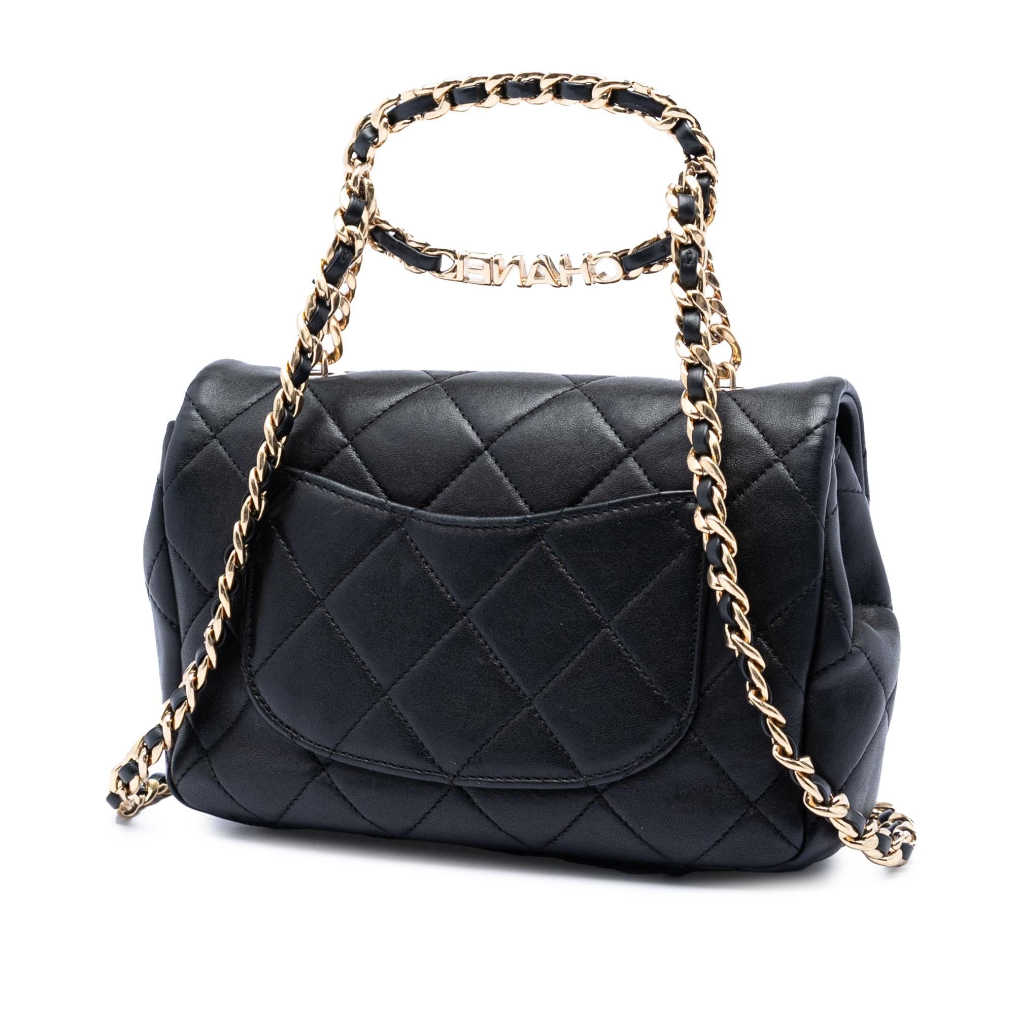 Chanel Small Quilted Lambskin Round Top Handle Flap