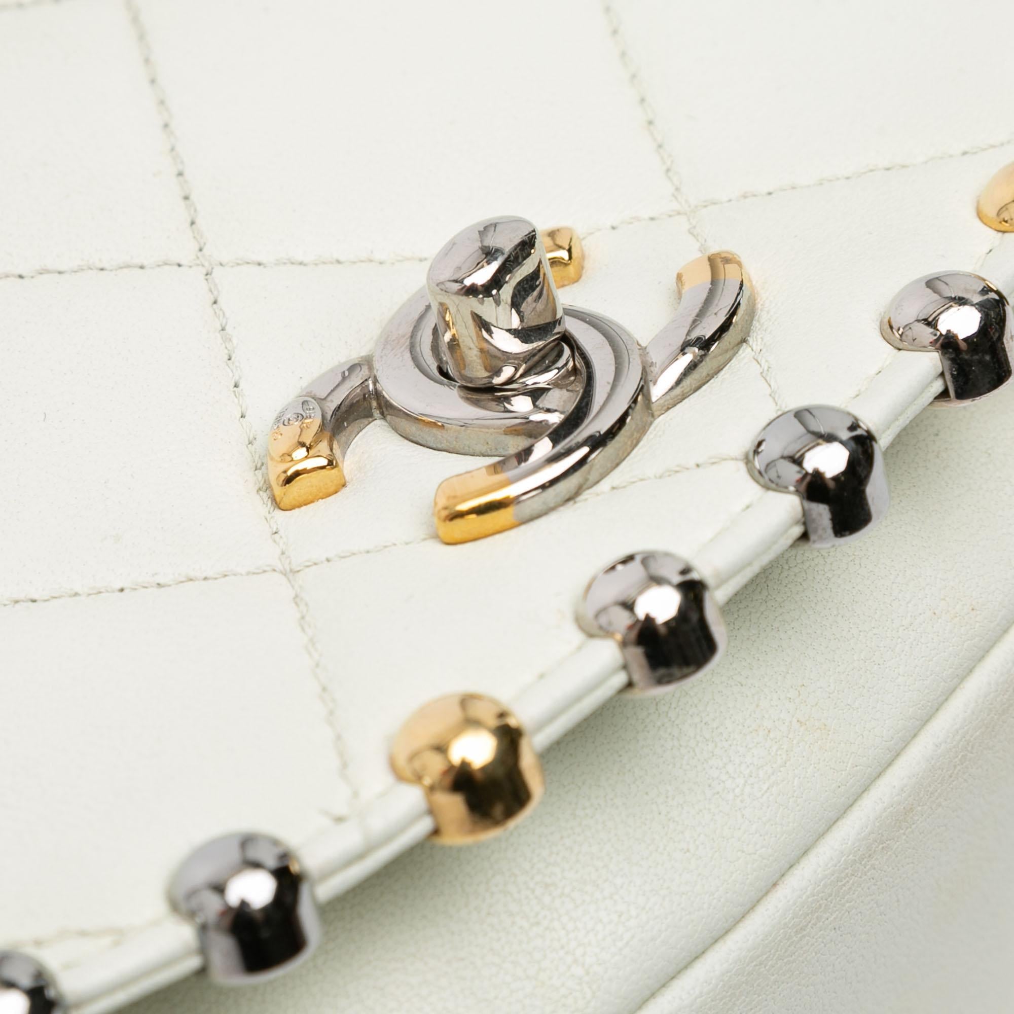 Chanel Small Quilted Lambskin Studded Bubble Flap