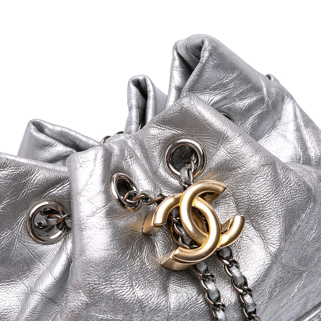 Chanel Small Quilted Metallic Aged Calfskin Gabrielle Bucket Bag