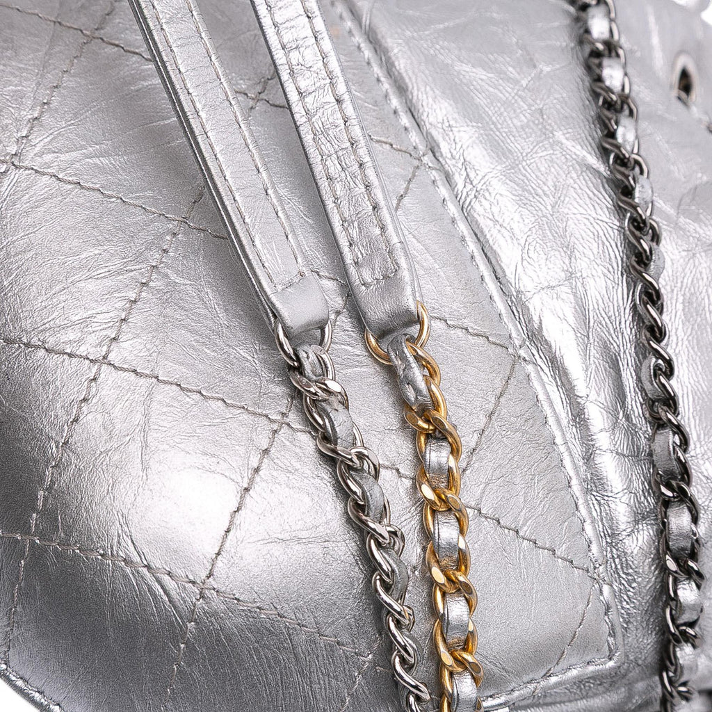 Chanel Small Quilted Metallic Aged Calfskin Gabrielle Bucket Bag