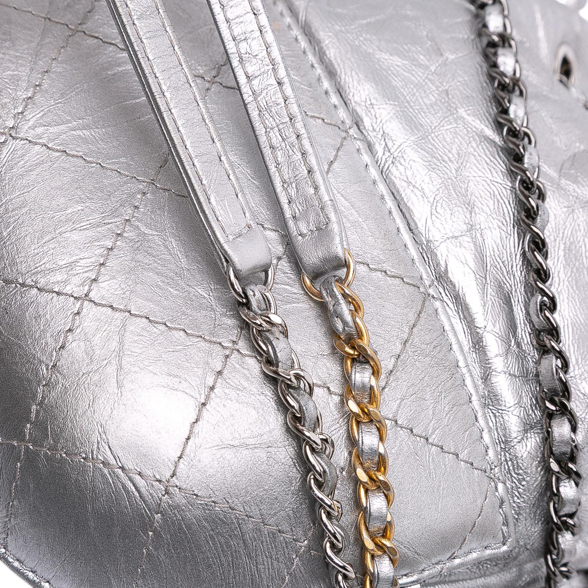 Chanel Small Quilted Metallic Aged Calfskin Gabrielle Bucket Bag