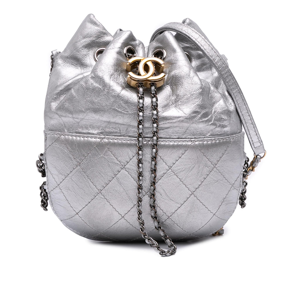 Chanel Small Quilted Metallic Aged Calfskin Gabrielle Bucket Bag