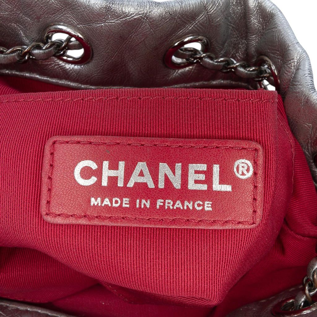 Chanel Small Quilted Metallic Aged Calfskin Gabrielle Bucket Bag
