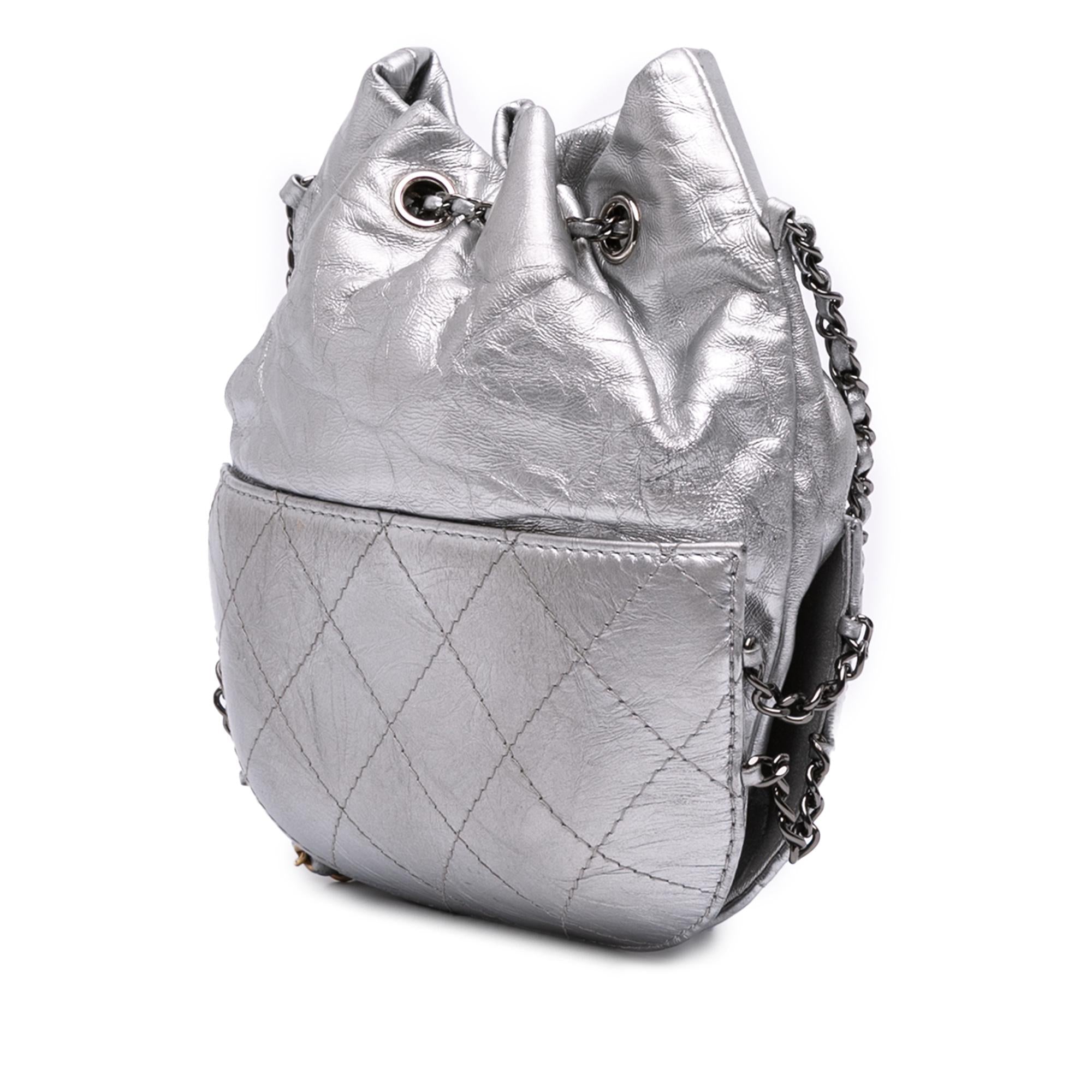Chanel Small Quilted Metallic Aged Calfskin Gabrielle Bucket Bag