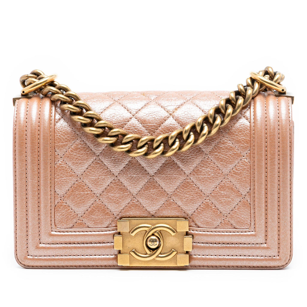 Chanel Small Quilted Metallic Calfskin Boy Flap