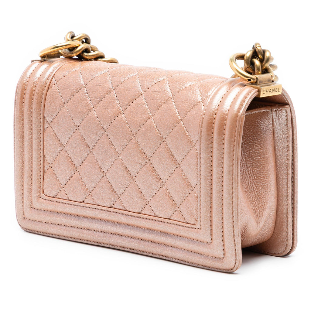 Chanel Small Quilted Metallic Calfskin Boy Flap
