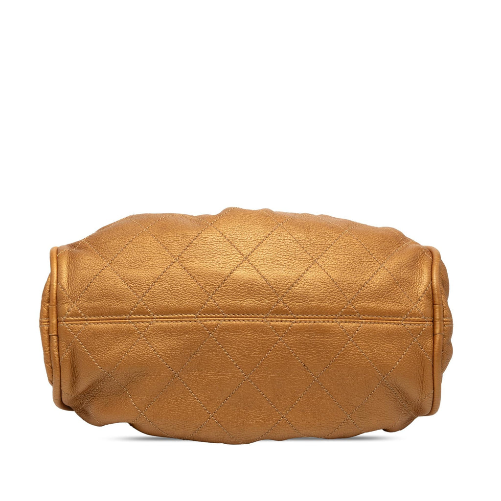Chanel Small Quilted Metallic Calfskin Le Marais Bowler Bag