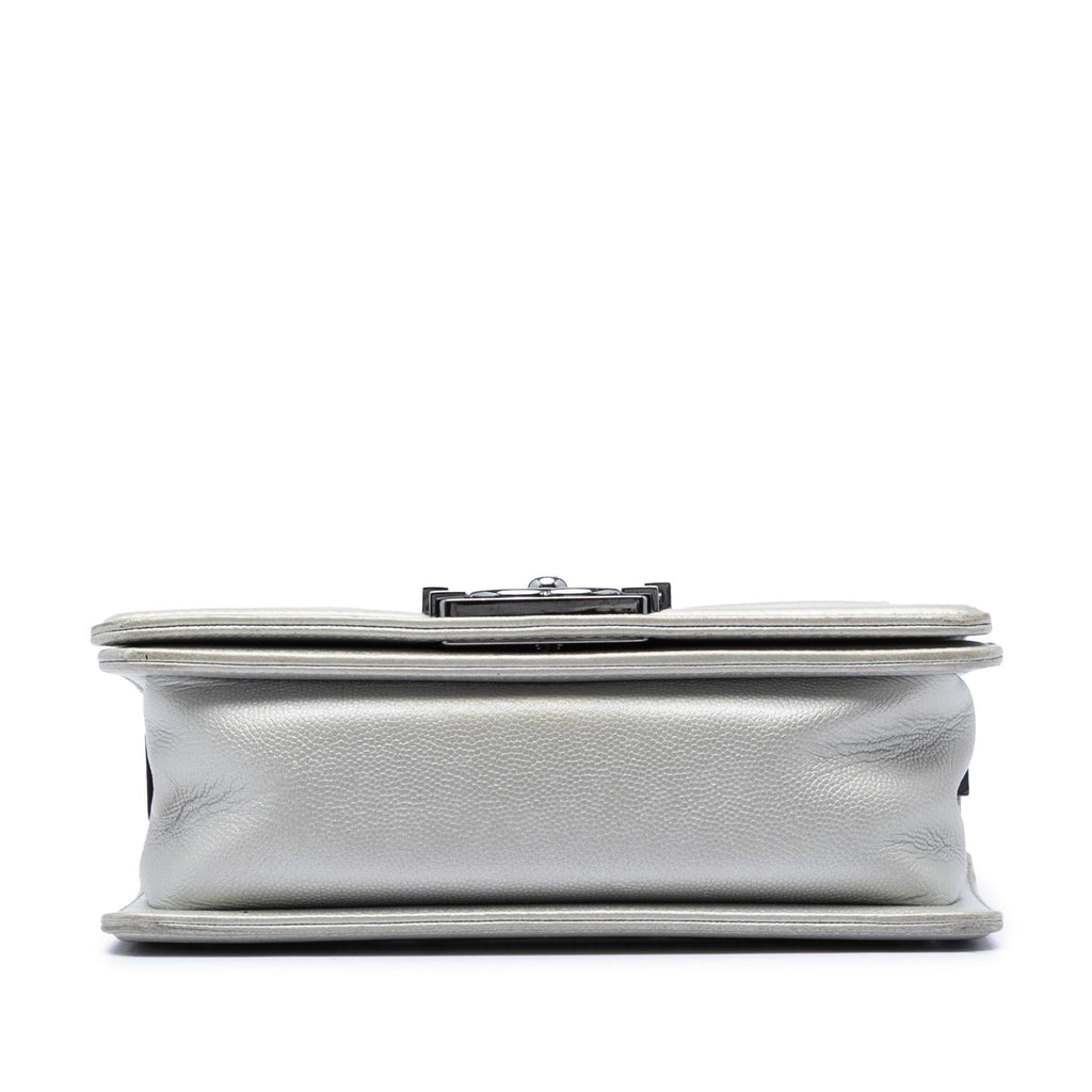Chanel Small Quilted Metallic Caviar Boy Flap