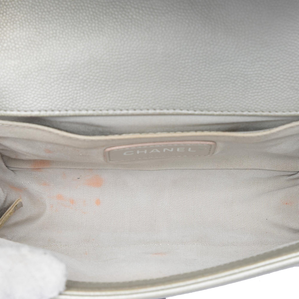 Chanel Small Quilted Metallic Caviar Boy Flap