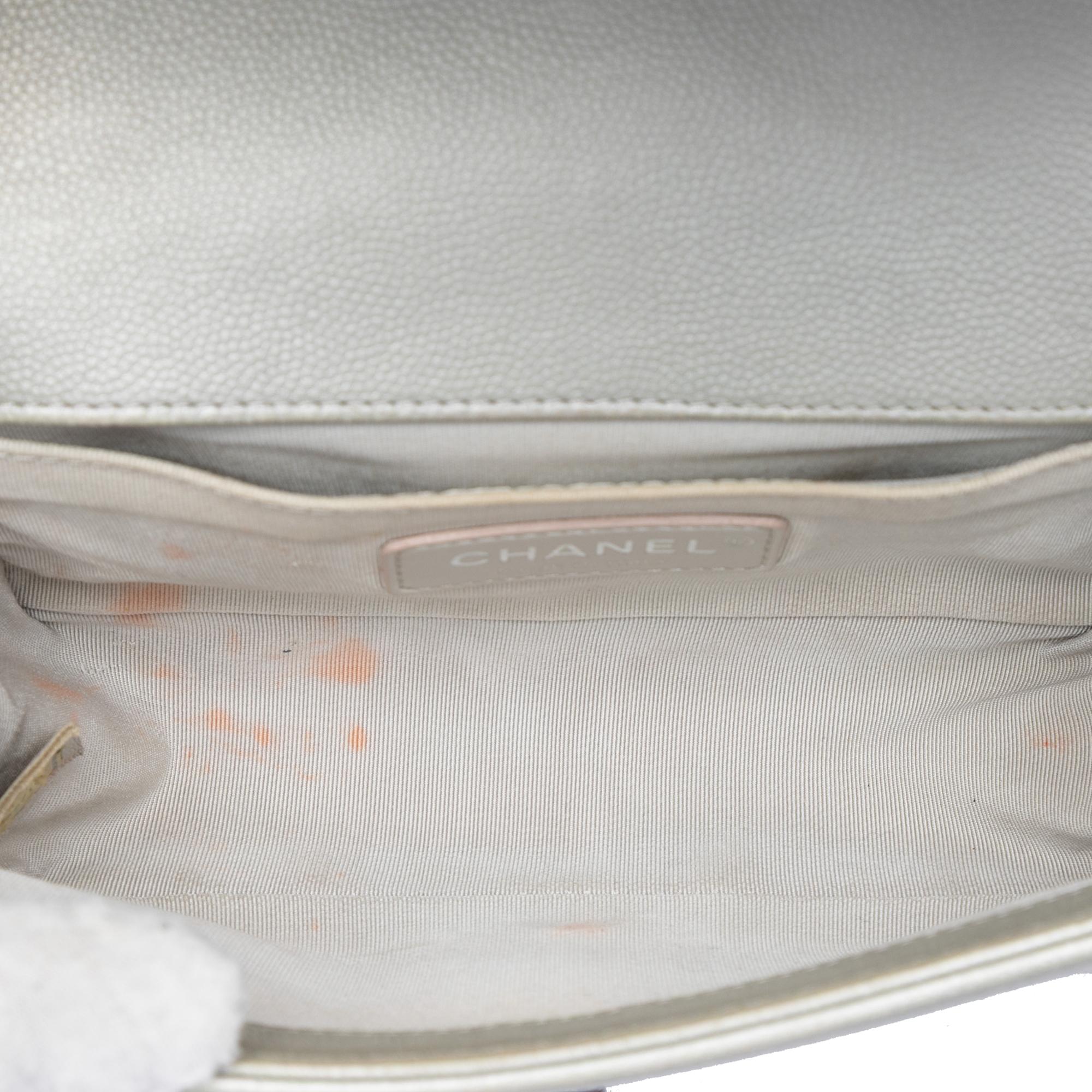 Chanel Small Quilted Metallic Caviar Boy Flap