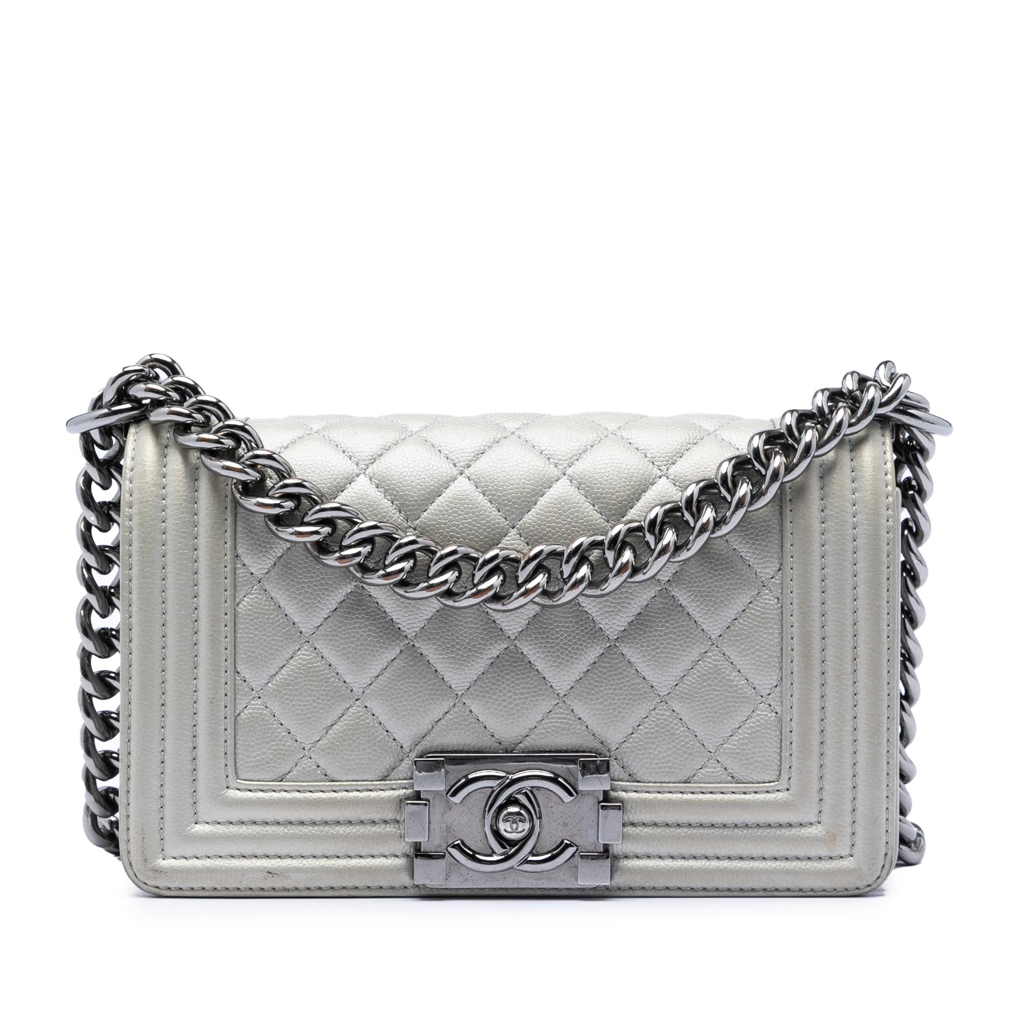 Chanel Small Quilted Metallic Caviar Boy Flap