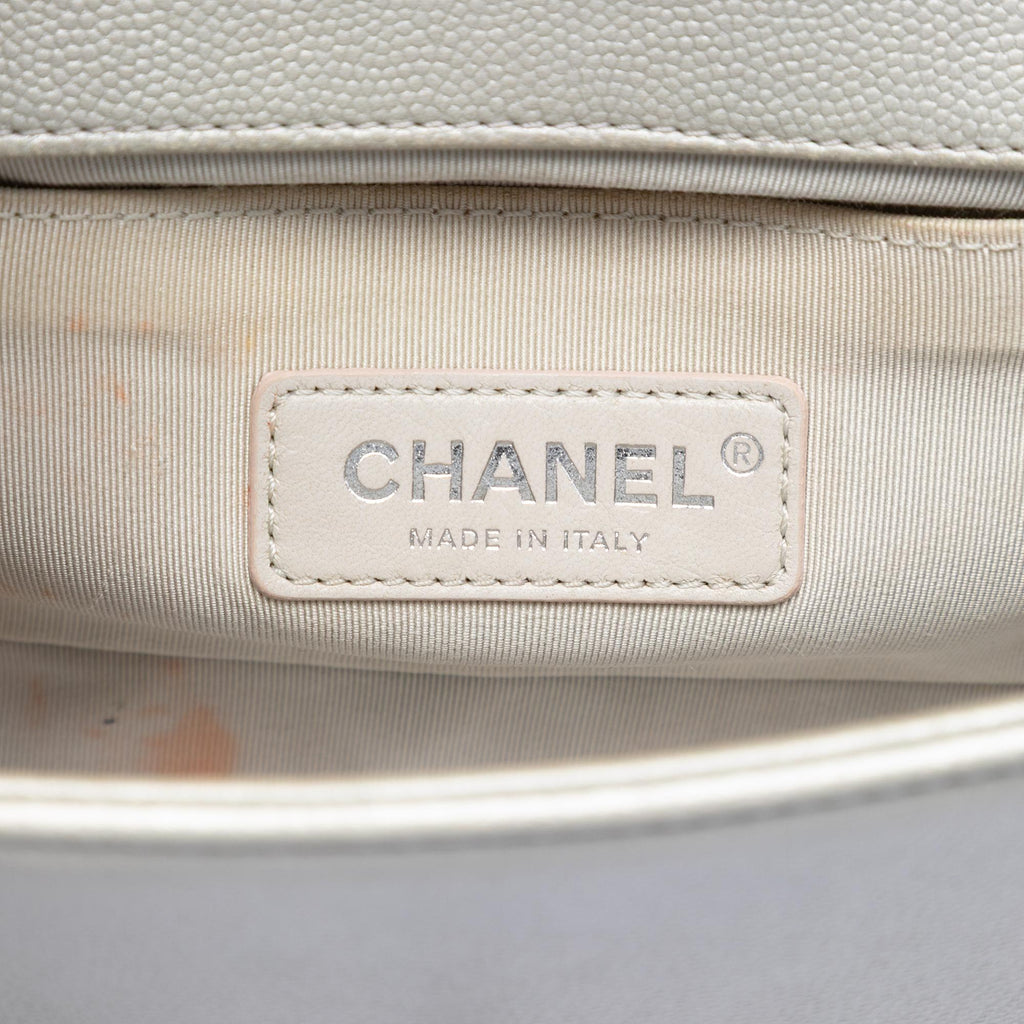Chanel Small Quilted Metallic Caviar Boy Flap