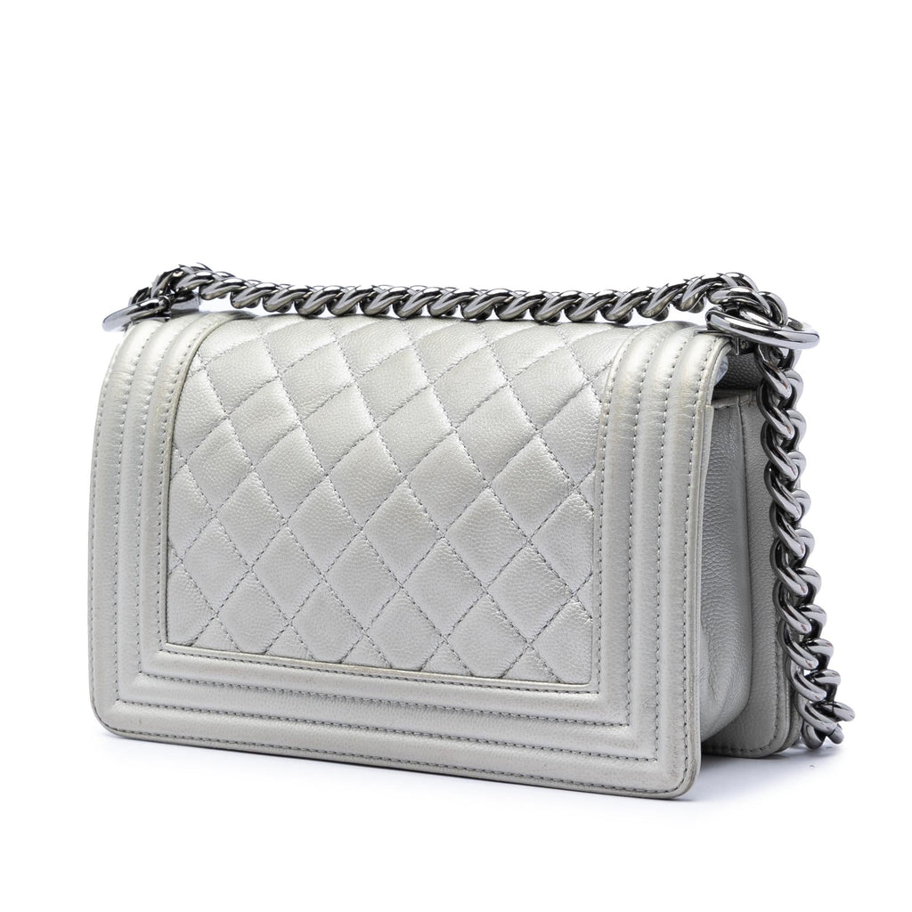 Chanel Small Quilted Metallic Caviar Boy Flap