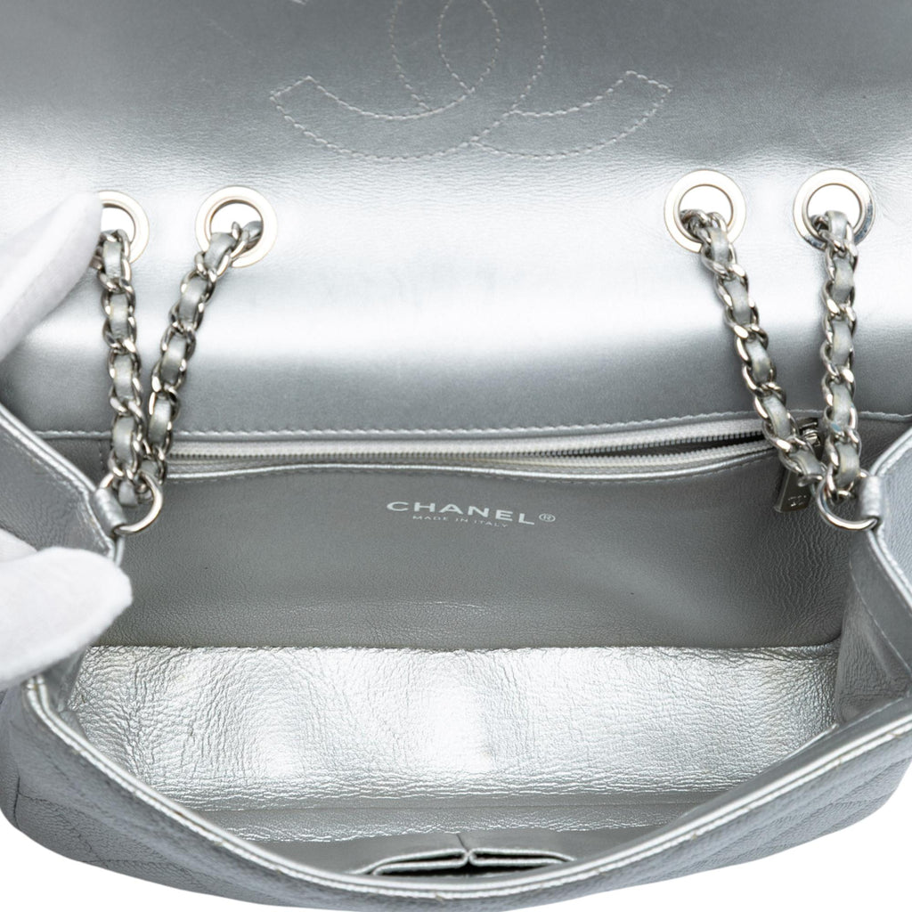 Chanel Small Quilted Metallic Caviar CC Filigree Flap