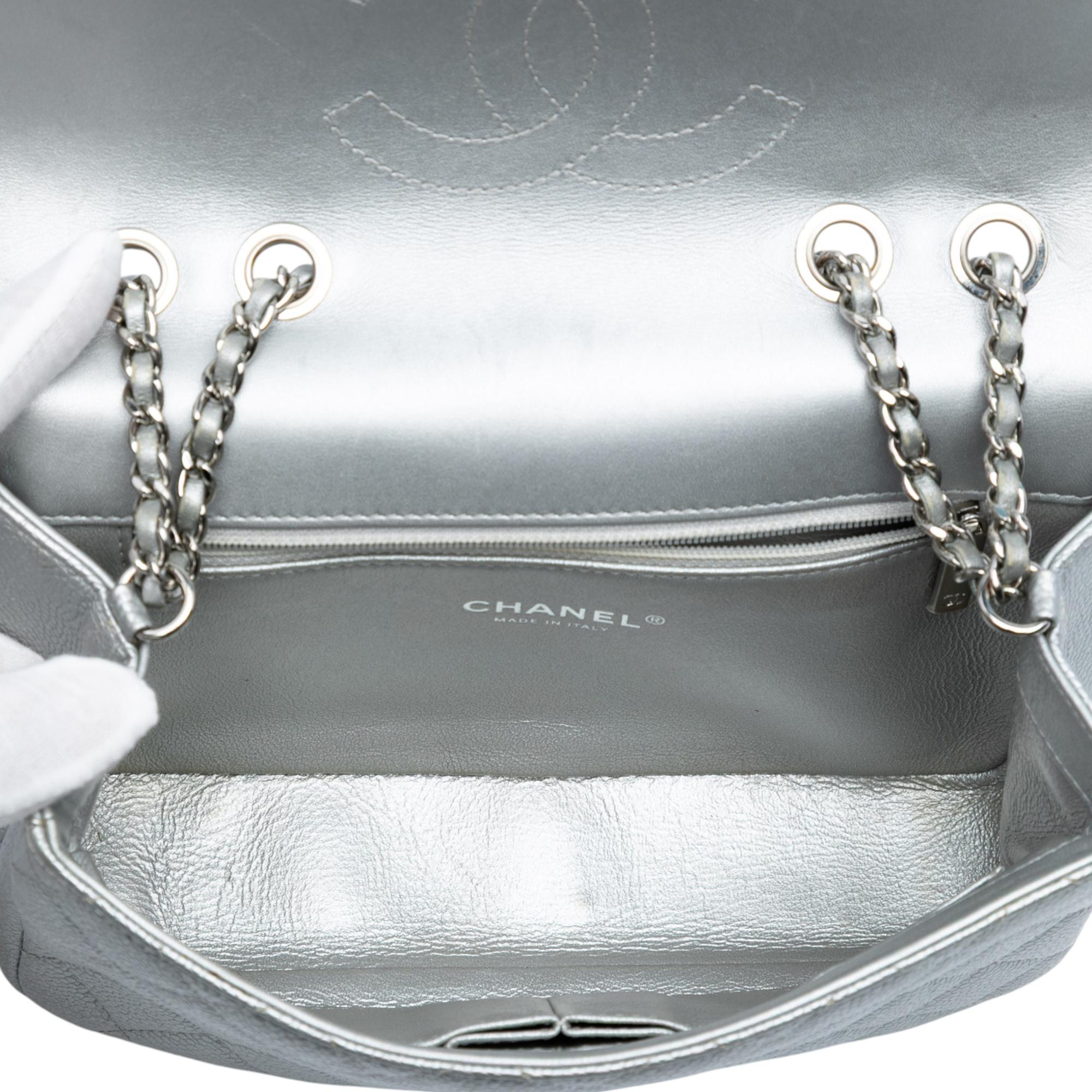 Chanel Small Quilted Metallic Caviar CC Filigree Flap