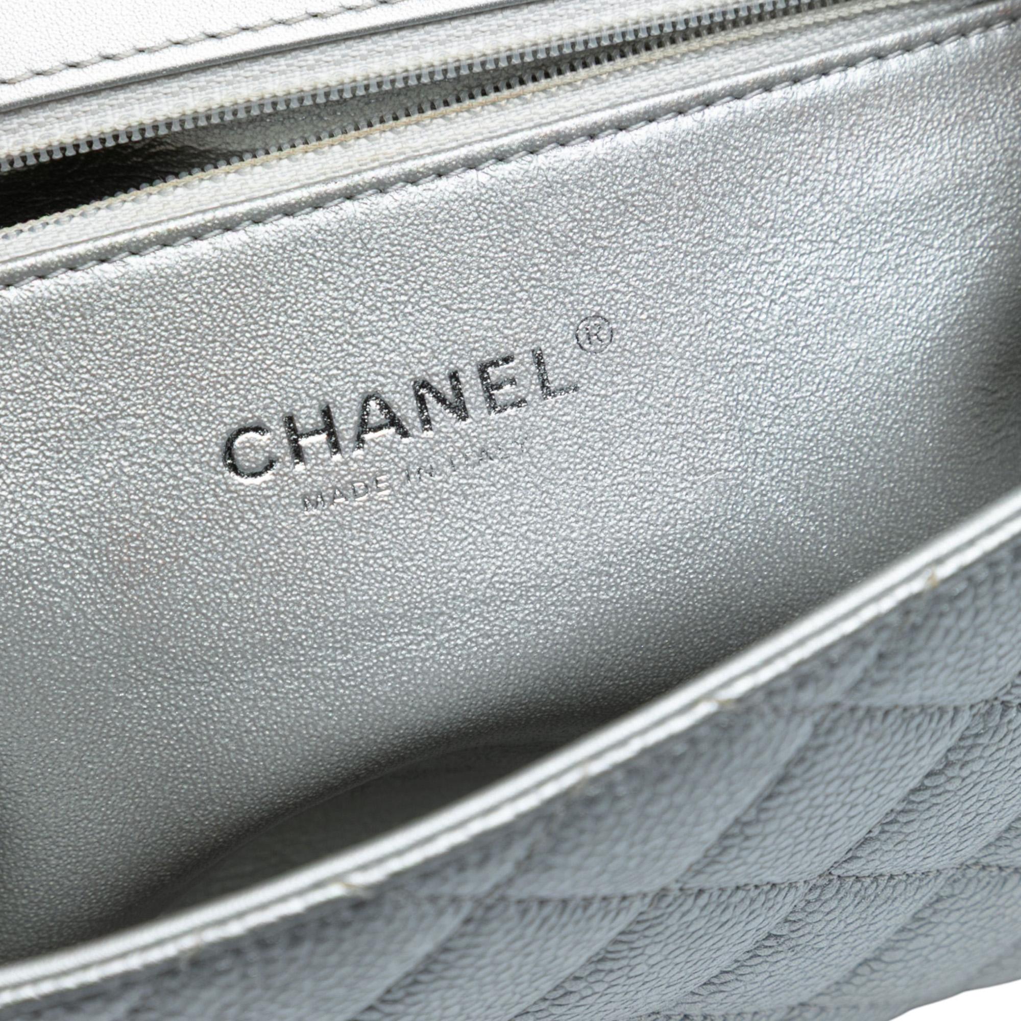 Chanel Small Quilted Metallic Caviar CC Filigree Flap