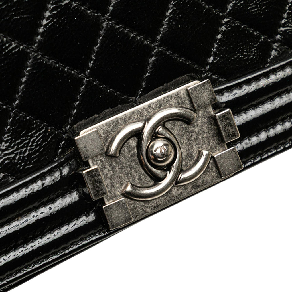 Chanel Small Quilted Patent Boy Flap