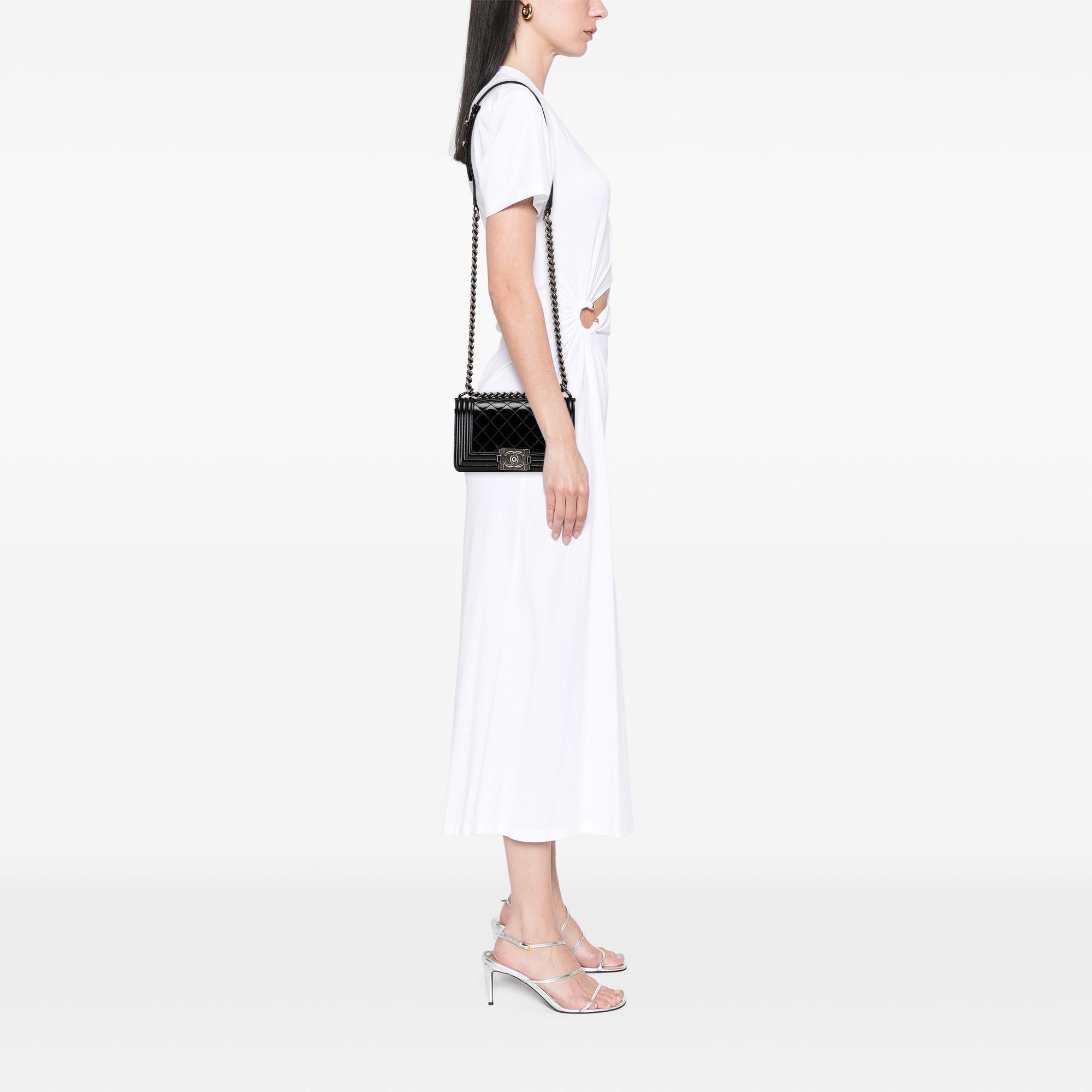 Chanel Small Quilted Patent Boy Flap