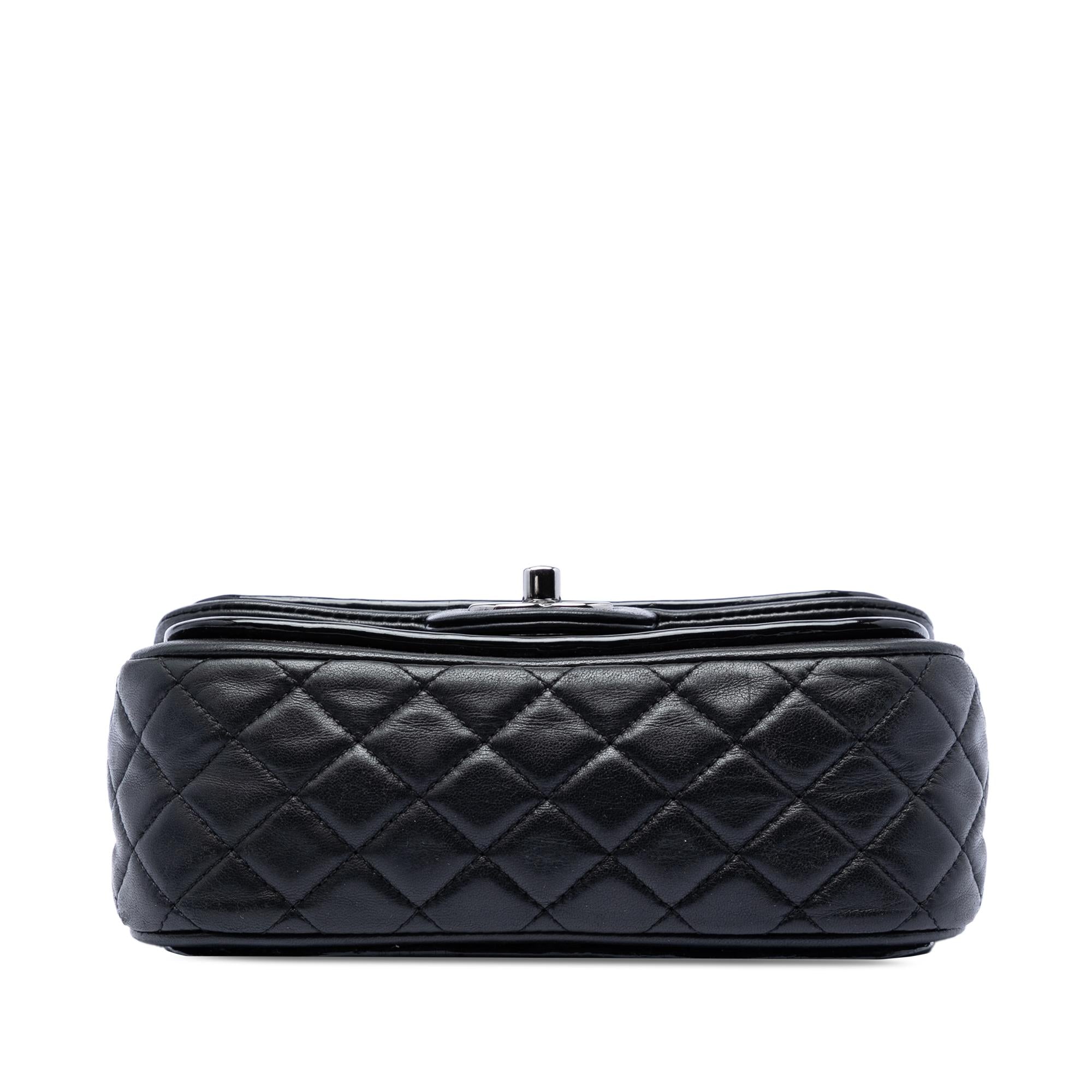 Chanel Small Quilted Patent and Lambskin Trimmed Classic Twist Flap