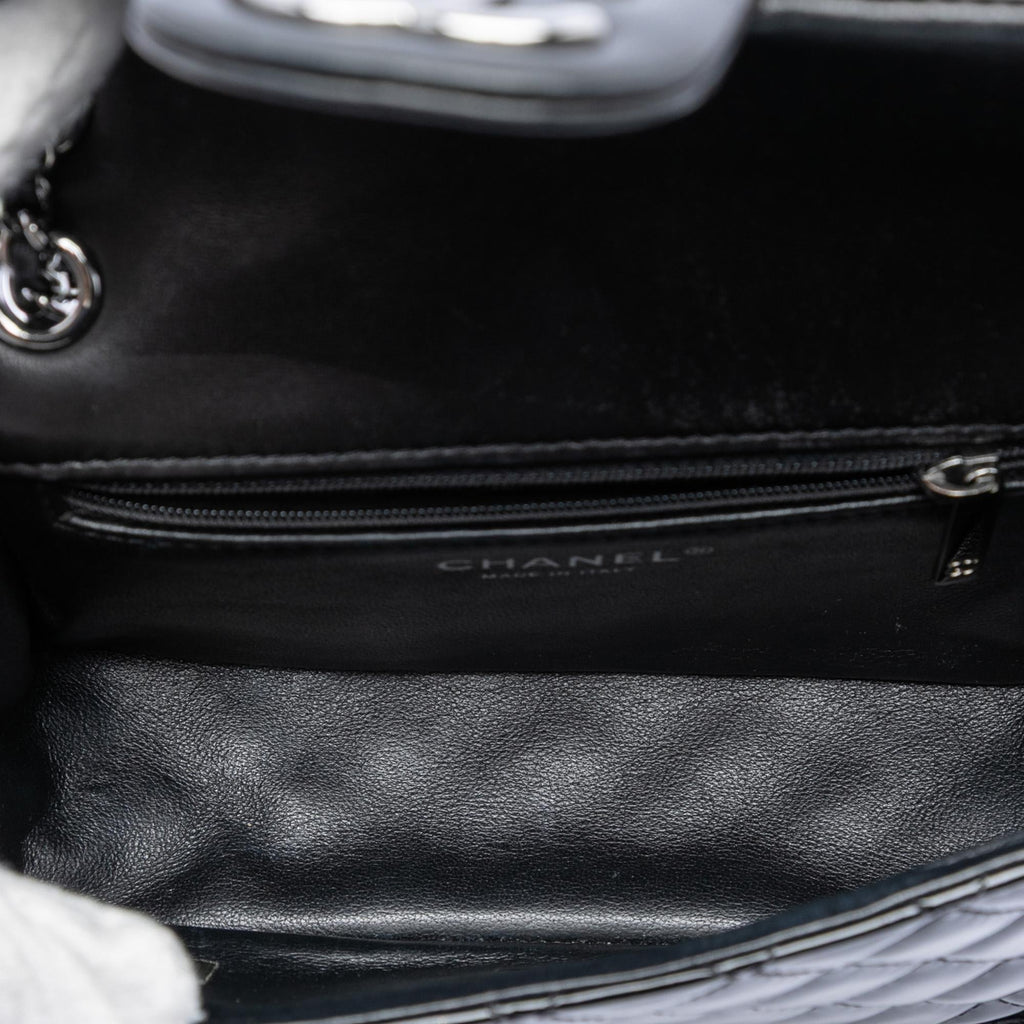 Chanel Small Quilted Patent and Lambskin Trimmed Classic Twist Flap