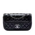 Chanel Small Quilted Patent and Lambskin Trimmed Classic Twist Flap