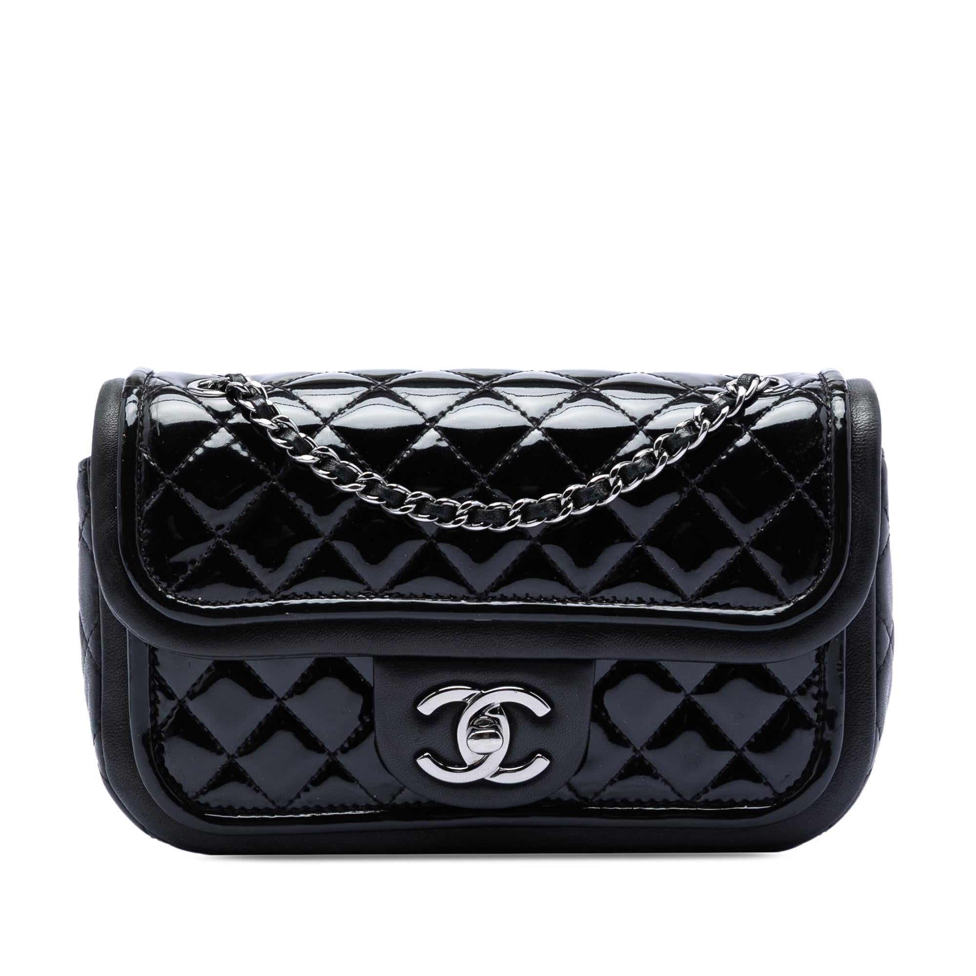 Chanel Small Quilted Patent and Lambskin Trimmed Classic Twist Flap
