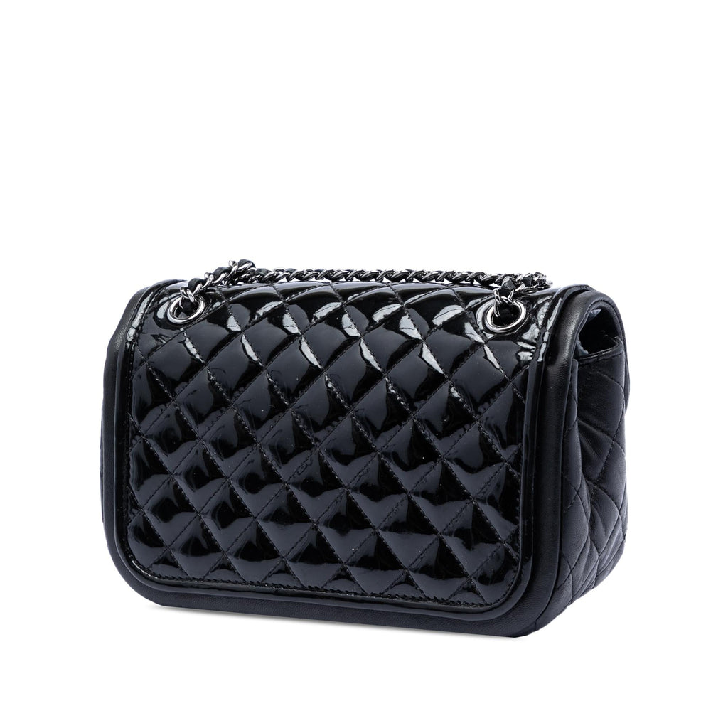 Chanel Small Quilted Patent and Lambskin Trimmed Classic Twist Flap