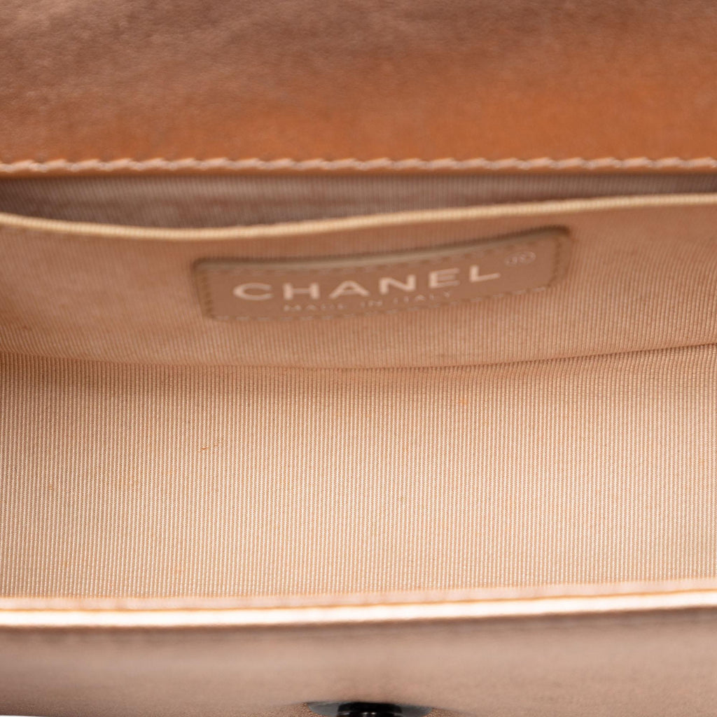 Chanel Small Quilted Perforated Metallic Lambskin Boy Flap