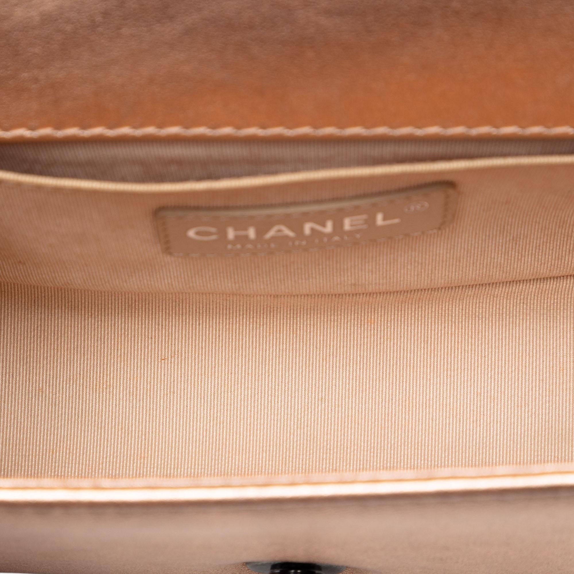 Chanel Small Quilted Perforated Metallic Lambskin Boy Flap