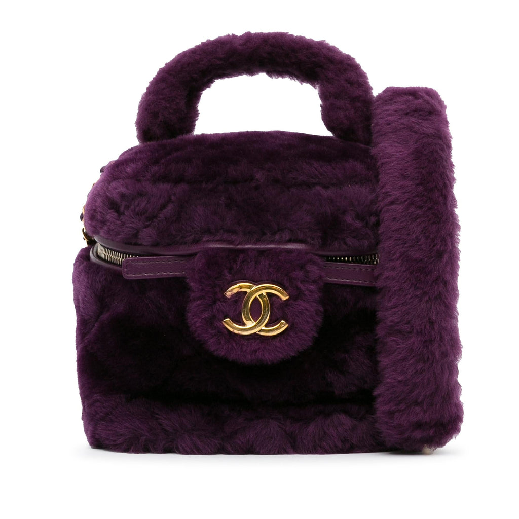Chanel Small Quilted Shearling Vanity Case