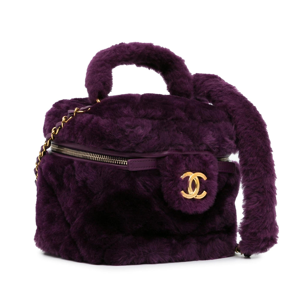 Chanel Small Quilted Shearling Vanity Case