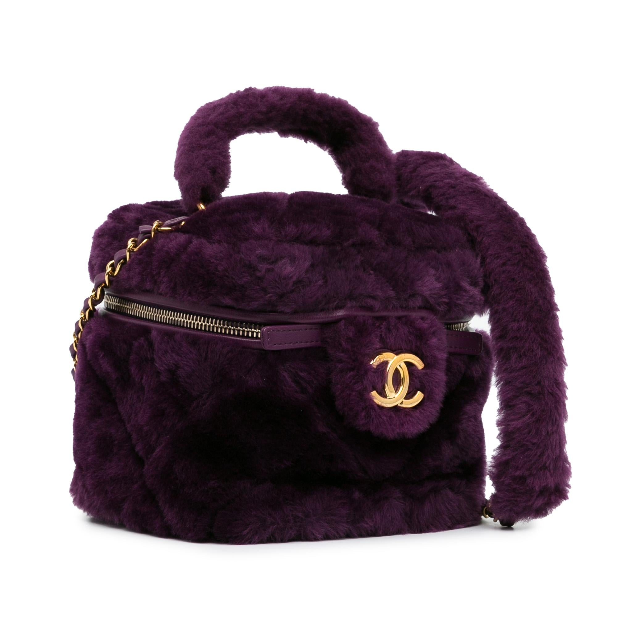 Chanel Small Quilted Shearling Vanity Case