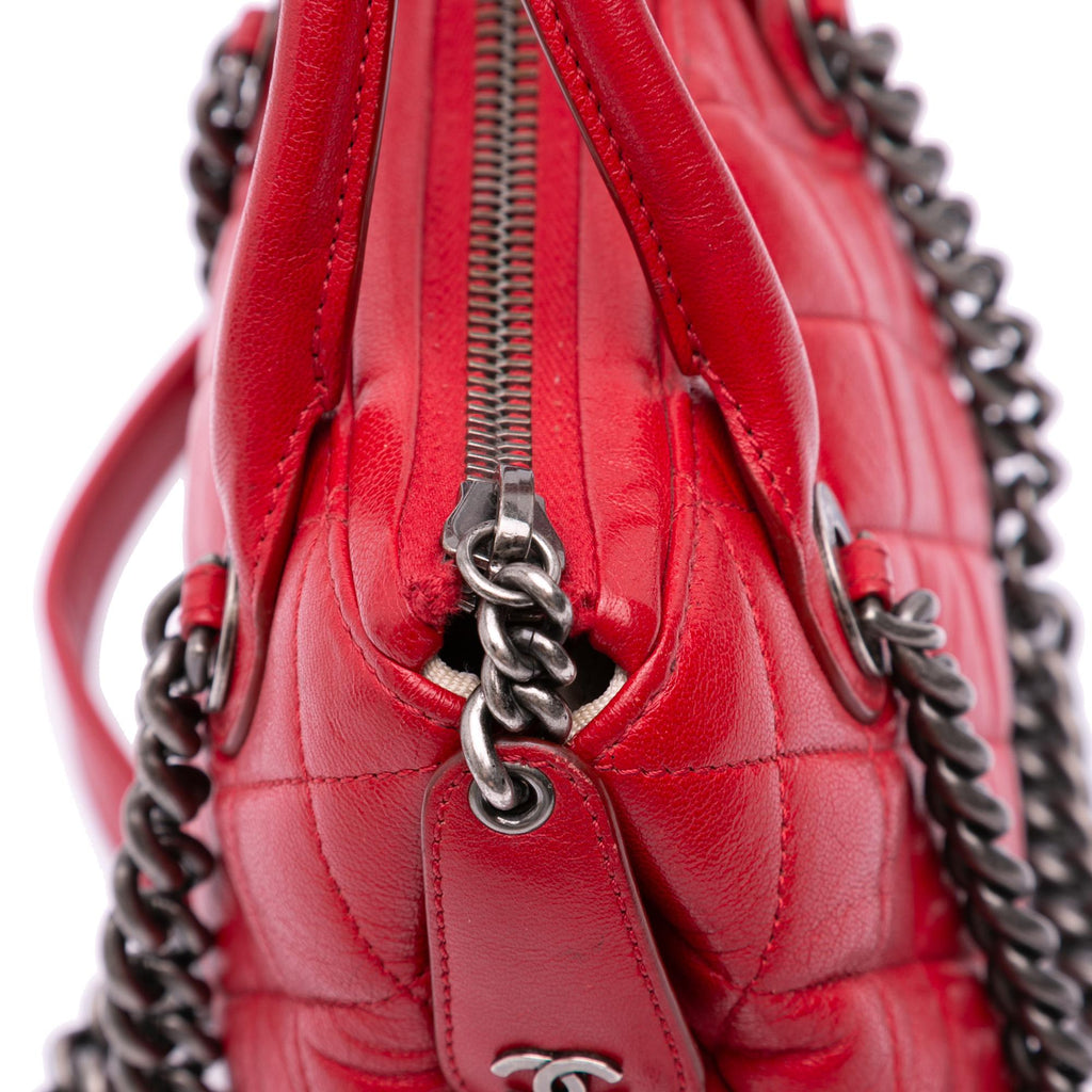 Chanel Small Quilted Shiny Sheepskin Boy Chained Tote
