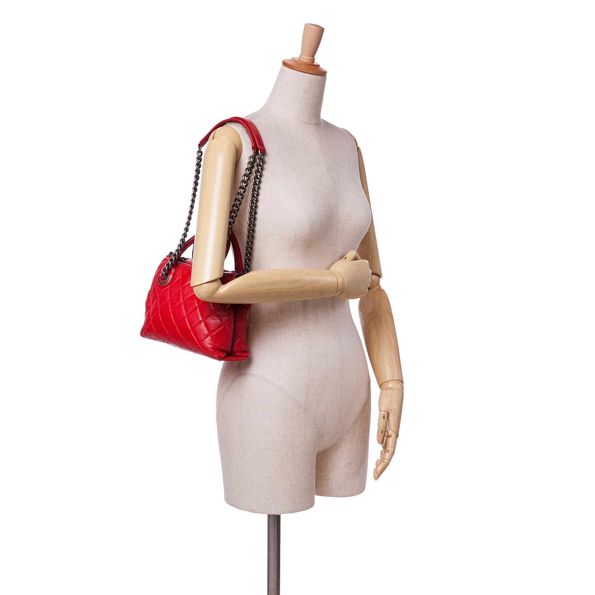 Chanel Small Quilted Shiny Sheepskin Boy Chained Tote