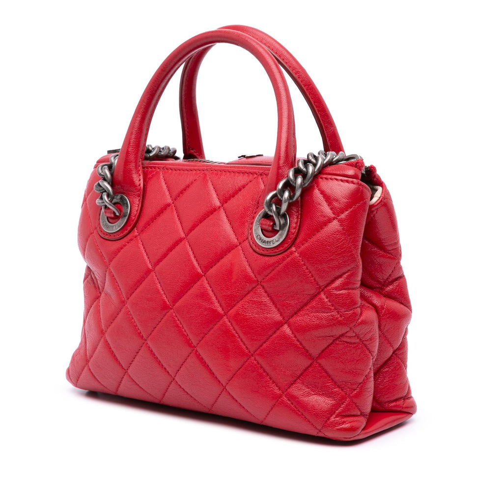 Chanel Small Quilted Shiny Sheepskin Boy Chained Tote