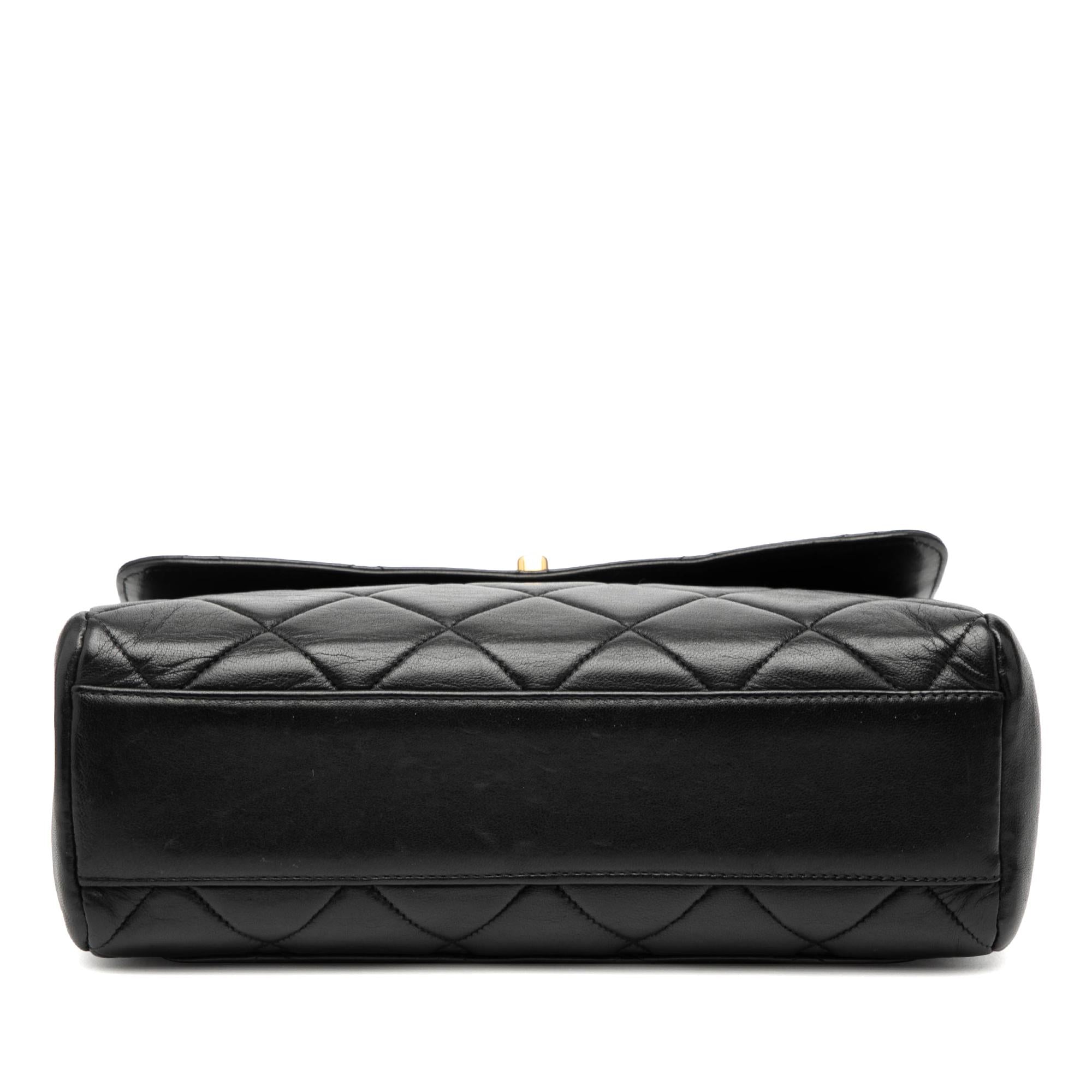 Chanel Small Square Lambskin Straight Single Flap