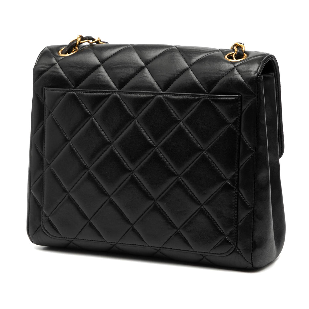 Chanel Small Square Lambskin Straight Single Flap