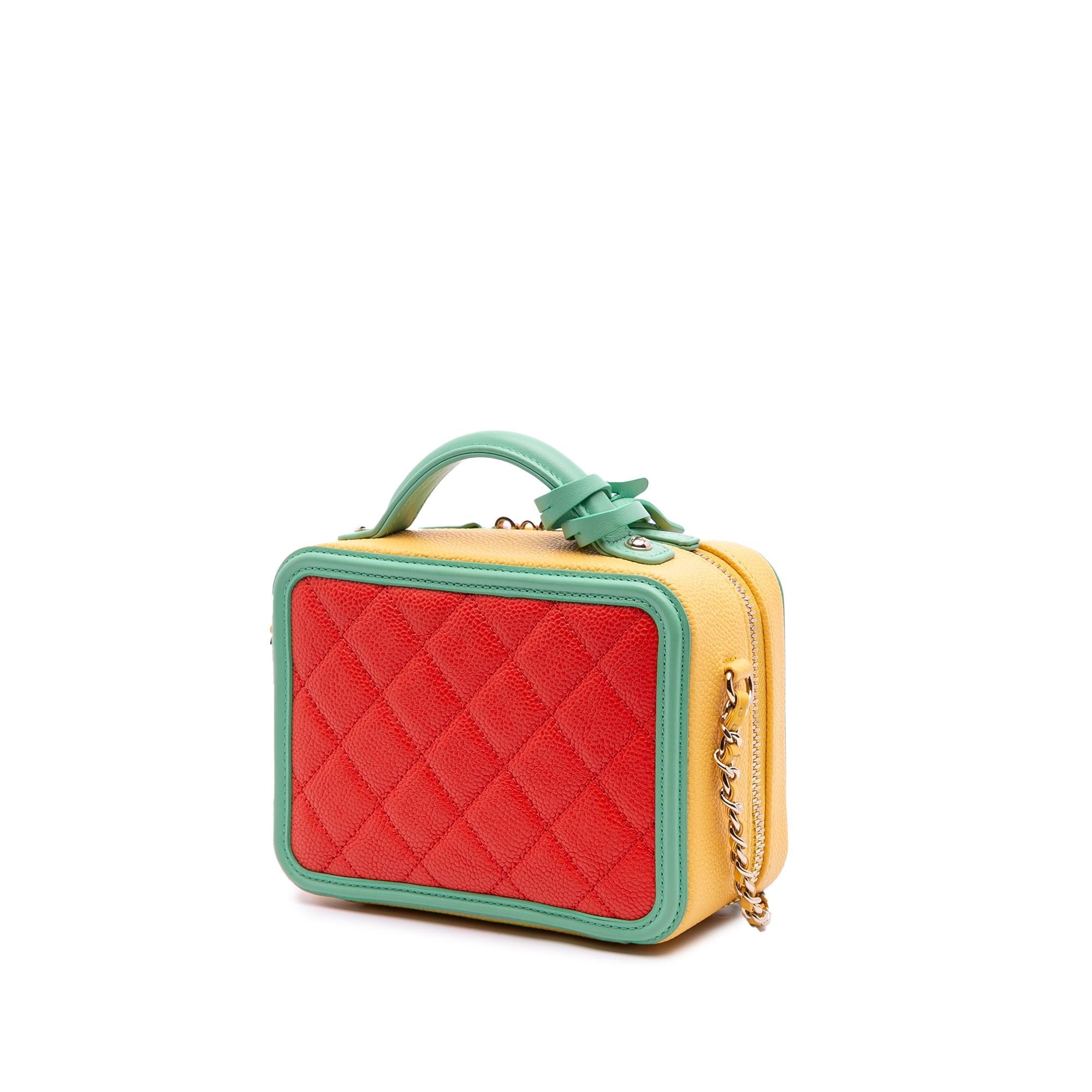 Chanel Small Tricolor Caviar CC Filigree Vanity Case