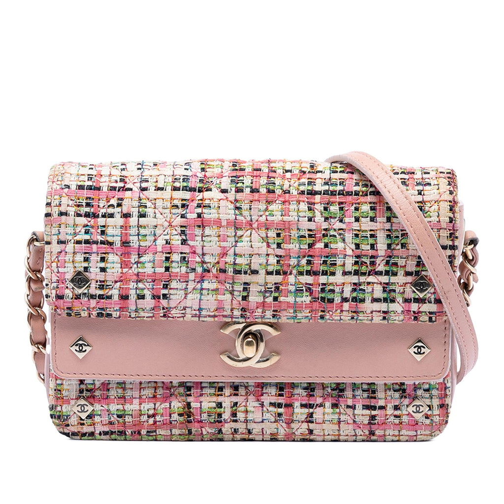 Chanel Small Tweed CC Stud Double Flap