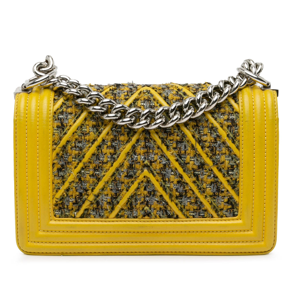 Chanel Small Tweed and Lambskin Chevron Boy Flap (SHG-6vNjyY)