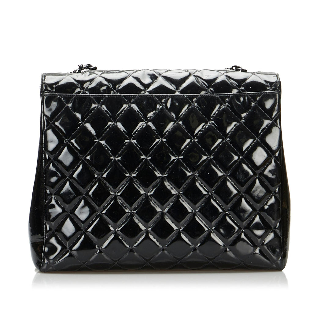 Chanel So Black Matelasse Patent Leather Single Flap Bag (SHG-6IHvZr)