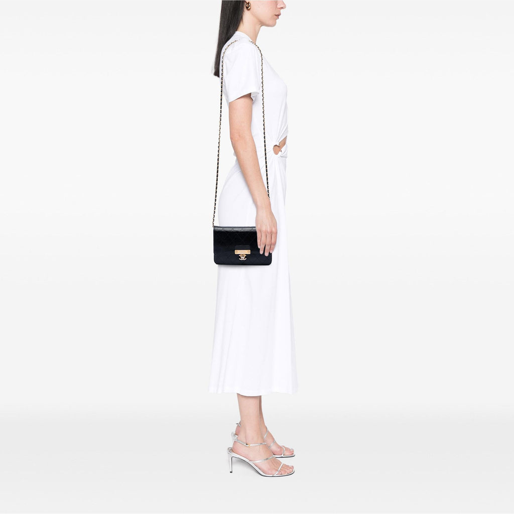 Chanel Stitched Goatskin Golden CC Wallet On Chain