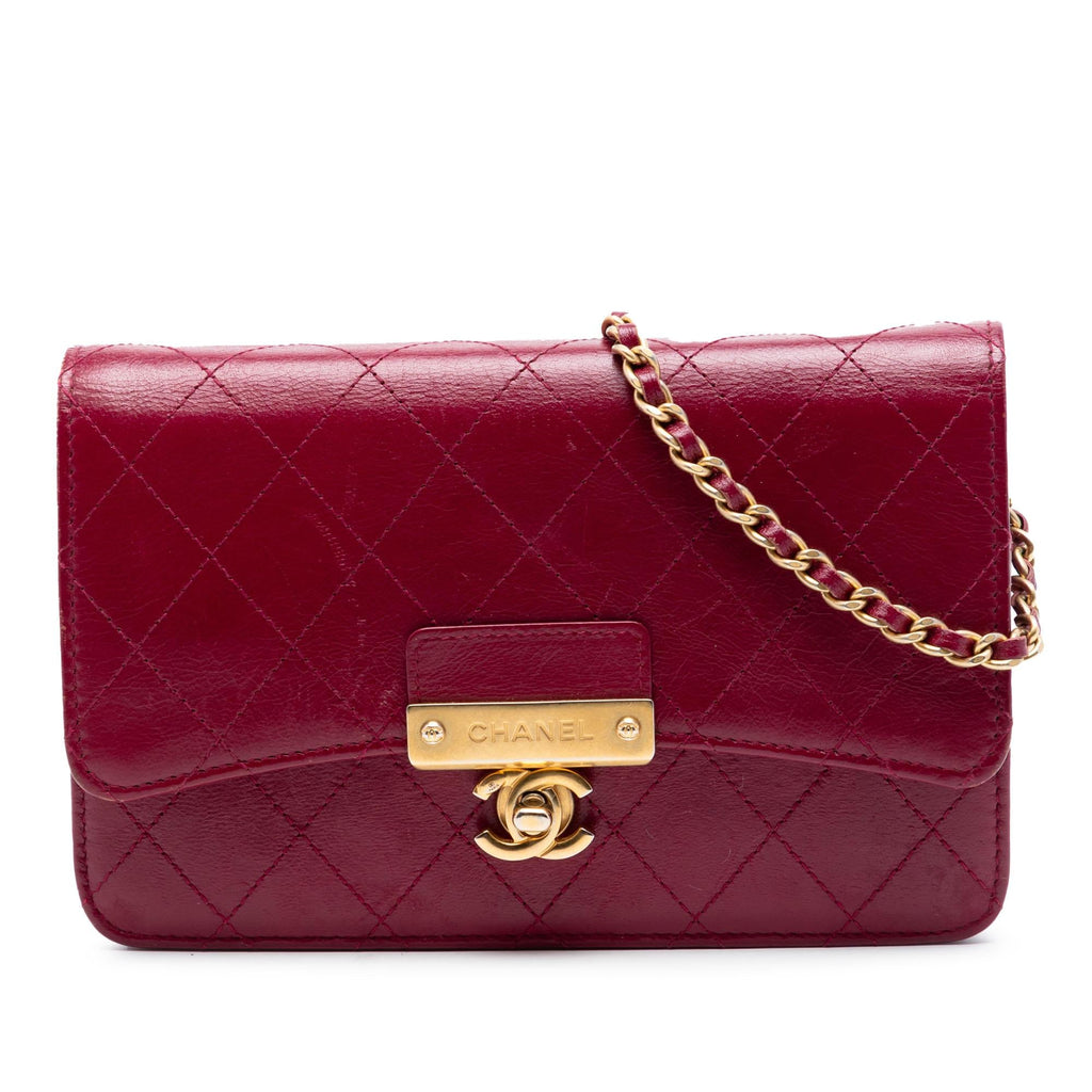 Chanel Stitched Goatskin Golden CC Wallet On Chain